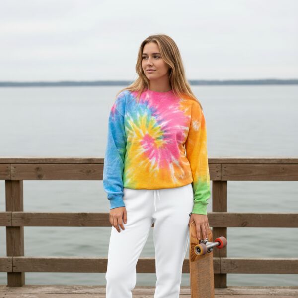 Crew Neck Fleece Tie Dye Thumbnail